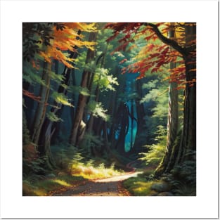 Road in an Autumn Forest Posters and Art